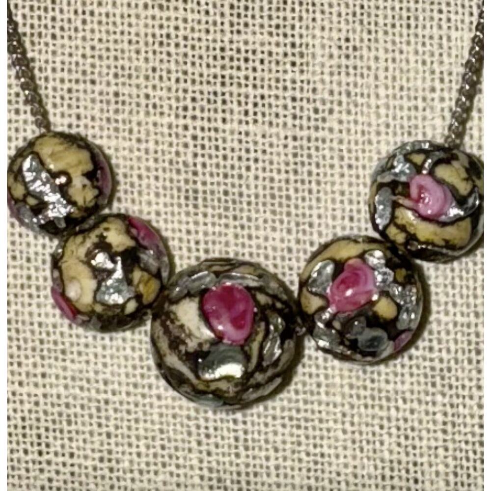 Vintage Sterling Silver 925 Wedding Cake Foil Bead Necklace